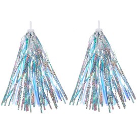 ericotry Kids Children Scooter Streamers Bike Handlebar Colourful Streamers Pom-pom Pair Bicycle Grips Sparkle Tassel Ribbon Baby Carrier Accessories for Girls Boys (Blue)