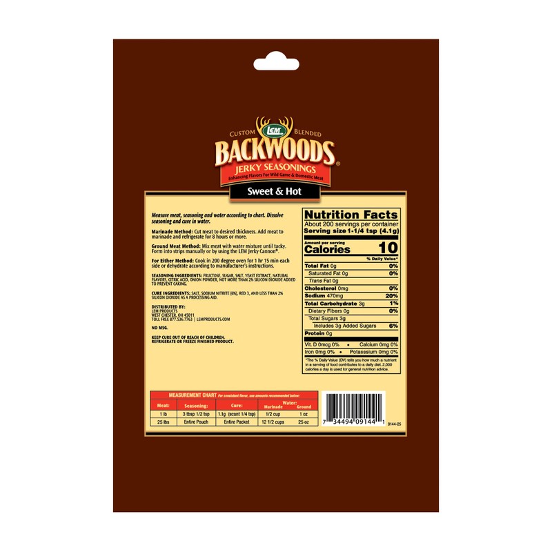 LEM Products Backwoods Sweet & Hot Jerky Seasoning, Ideal for