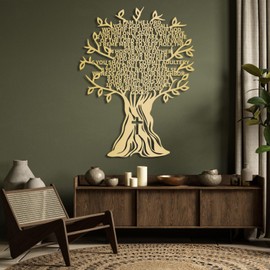 Yemwot 10 Commandments Wall Art, Metal Bible Verse Wall Decor, Christian Cross Art, Tree of Life Decor, Christian Sign, Living Room, Bedroom Hangings, Religious Supplies (29"x 38"| 76x99cm, Gold)