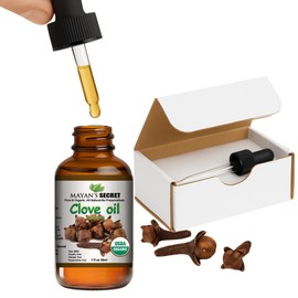 Mayan's Secret USDA Certified Organic Pure Clove Stem Essential Oil - Pure and Natural, 1oz Bottle