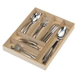 10 Street Home Rustic Wood Cutlery Tray – 6 Slot Flatware Organizer for Kitchen Drawers | Farmhouse Style Silverware & Utensil Storage