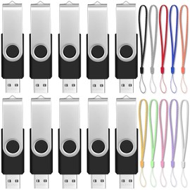 FEBNISCTE USB Memory Stick 512MB (Not 512GB) Low Capacity 512MB Swivel USB Drive Black Wholesaler (Set of 10)