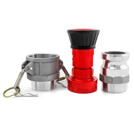 QWORK Fire Hose Nozzle, 2 inch Heavy Duty NPSH/NPT Thermoplastic Constant Flow Fog Nozzle with 2 x 2 Inch Aluminum Female and Male CamlocK Fittings Connecting Fire Equipment