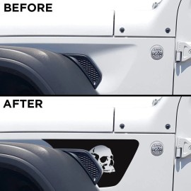 AlphaVinyl Skull side scoop fender decal pair kit fits Jeep Wrangler JL/ JT 2018+