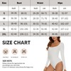 SHAPERIN Women's Bodysuit Square Neck Long Sleeve Body Suit Top