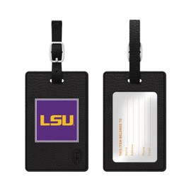 OTM Essentials Louisiana State University Faux Leather Luggage Tag, Durable Travel Accessories with Adjustable Strap and ID Card, Classic