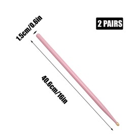 Yinluluna 2 Pairs 5A Oval Maple Wood Drum Sticks, Wood Tip Anti Slip Snare Drumsticks, Drum Accessories for Electronic Drums, Jazz Drums, Musical Instrument Percussion Etc (Pink)