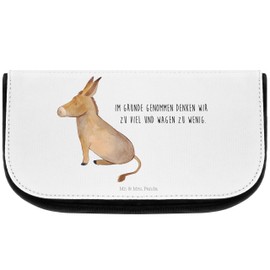 Mr. & Mrs. Panda Donkey Cosmetic Bag, White, Hand Drawn