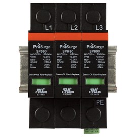 ASI ASISP690-3P UL 1449 4th Ed. DIN Rail Mounted Surge Protection Device, Screw Clamp Terminals, 3 Pole, 3 Phase 600/347 Vac, Pluggable MOV Module