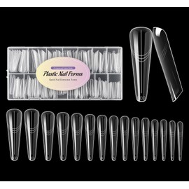NMKL38 Diy 140PCS Clear Dual Nail Forms Full Cover Nail Mold Tips Arched Almond Acrylic Nail Extension Tools for Poly Gel Nail Art Salon