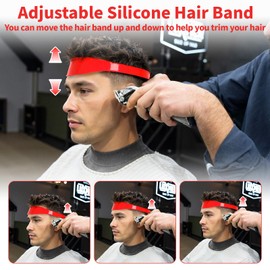 Fade Comb for Men Haircut Kit, Fade Hair Trimming Comb with Haircut Band, Barber Friend Guide for Men and Neckline Template, Guide Hair Cutting Guide(Red Black)