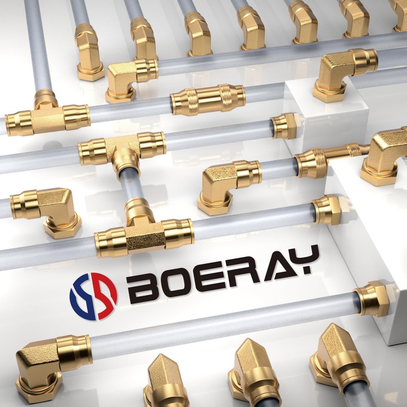 Boeray 5/16" Quick Push to Connect Fittings Brass Union Straight