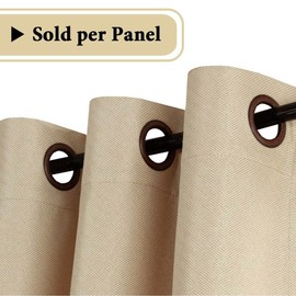 H.VERSAILTEX Linen Blackout Curtain 96 Inches Long for Bedroom/Living Room Thermal Insulated Grommet Linen Look Curtain Drapes Primitive Textured Burlap Effect Window Drapes 1 Panel - Heather Beige