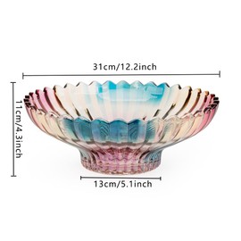 MAGCOLOR 12 inch Diameter Crystal Glass Colorful Fruit Bowl kitchen decor accessories
