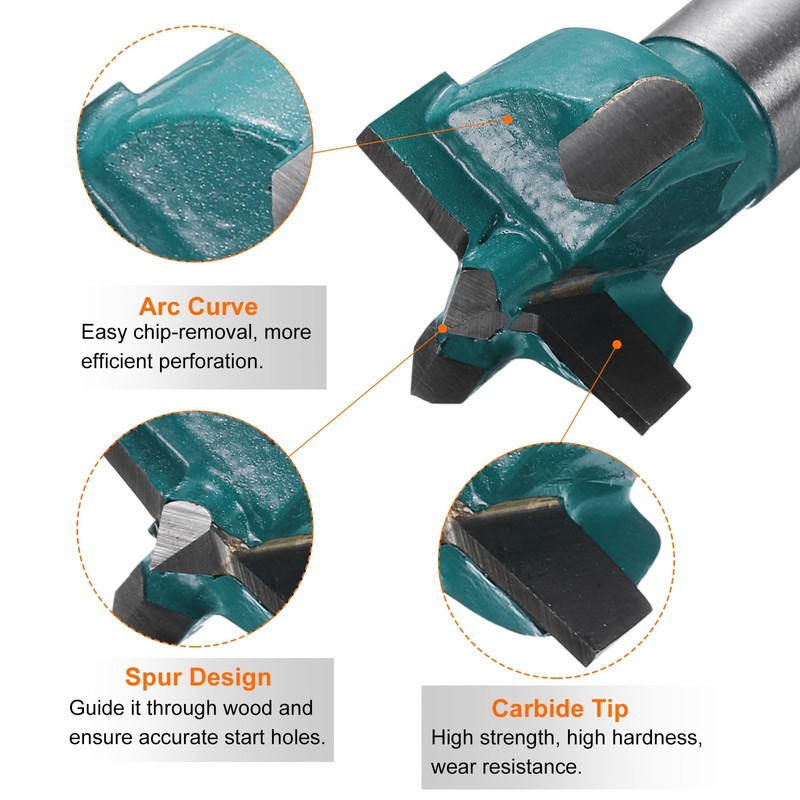 sourcing map 2pcs Forstner Drill Bit 5/8" (16mm) Tungsten Carbide