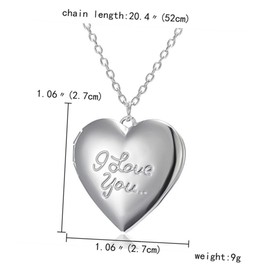 SAFIGLE Jewelry Heart Necklaces Heart Pendant Necklace with Picture inside Girl Necklace Retro Choker Necklaces Heart Shaped Picture Frame Heart Photo Necklace Silver