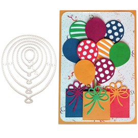 Metal Cutting Dies Balloons Party Festival Invitation Cards Cutting Dies Stencils for DIY Scrapbooking Album Decorative Embossing Paper Card Making 6 Pieces