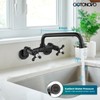 gotonovo Wall Mount Kitchen Sink Faucet Double Cross Handle Commercial