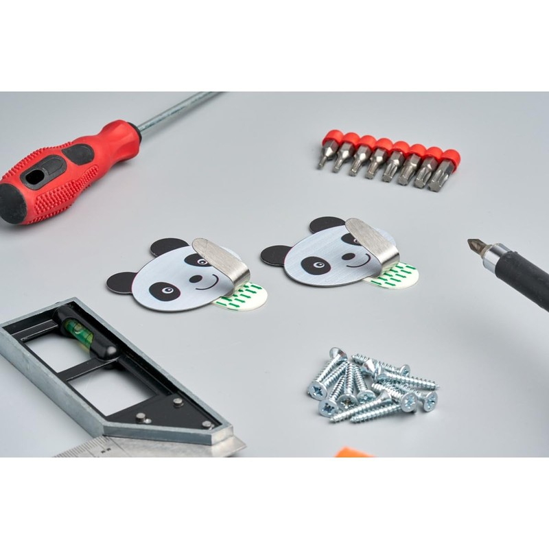 GRIPPA Self Adheisve Stainless Steel Panda Hooks, Removable Sticky Hooks,