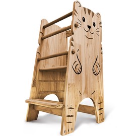 Shandra Kids Kitchen Step Stool for Toddlers, Toddler Tower Adjustable Stool with 3 Adjustable Heights - Montessori Toddler Stool