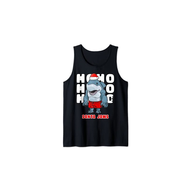 Santa Jaws Shark Funny Christmas Shirts Christmas Hawaiian Tank Top,