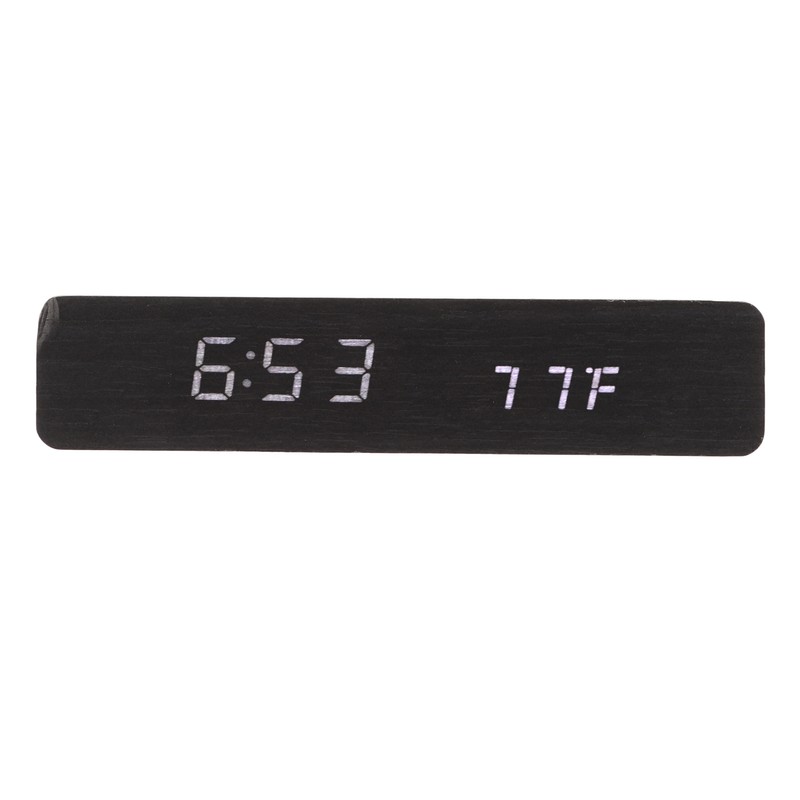 Black Wood Clock Digital Decoration White Light Wooden LED Clock
