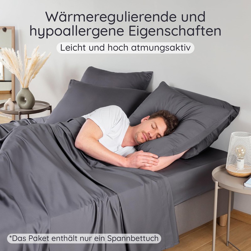 Bambaw - Anthracite Fitted Sheet 90 x 200 cm -