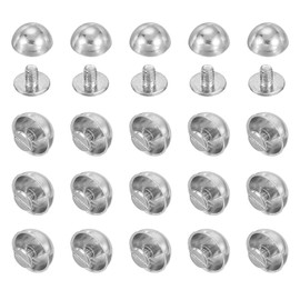 PATIKIL 9/16" Dome Spikes Studs, 20 Sets Mushroom Type Nailhead Round Head Studs Screw Back Spike Studs Rivets for Leather Clothing Craft Belts Hand Bags, Silver