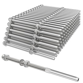 BLIKA 100 Pack 6" Long Swage Threaded Stud Tension End Fitting Terminal for 1/8" Deck Cable Railing Hand Swage T316 Stainless Steel, Swage Threaded Terminal for 4x4, 2x2 Wood Metal Post
