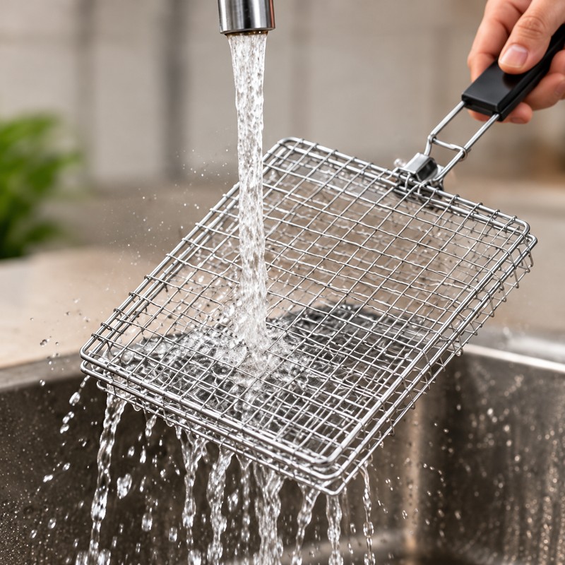 Rolling Grill Basket, Stainless Steel BBQ Grilling Basket with Removable