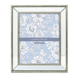 Laura Ashley 8x10 Silver Beveled Mirror Picture Frame, Classic Mirrored Frame with Deep Slanted Angle, Wall-Mountable, Made for Tabletop Display, Photo Gallery and Wall Art, (8x10, Silver)