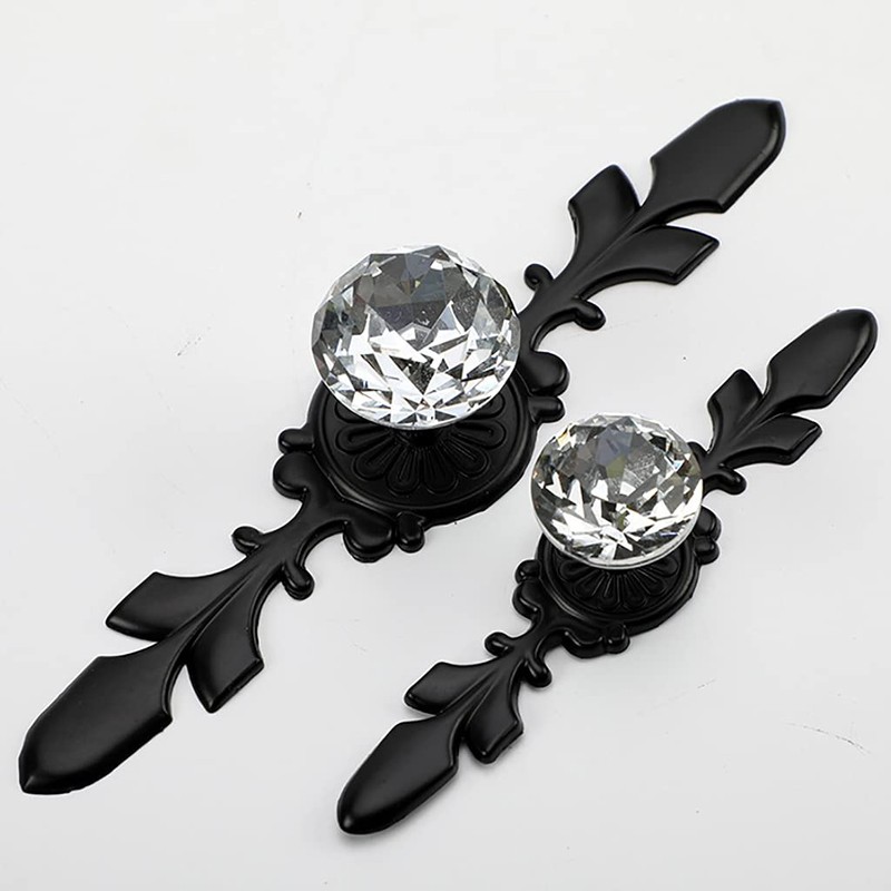 ESreake Drawer Dresser Knobs Pull Handles,Large Size Black Diamond Clear