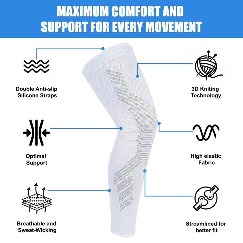 Full Leg Compression Sleeves for Men and Women,2 Pack Legs