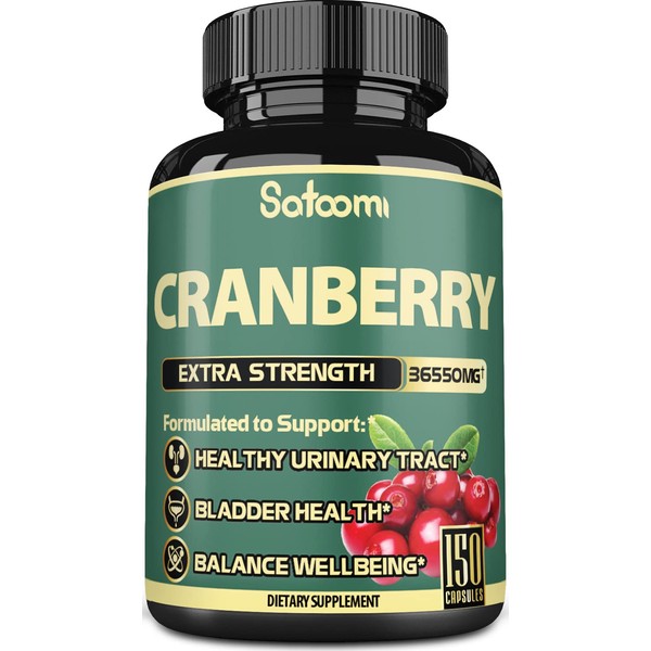 6 in 1 Cranberry Pills for Women - *5 Month Supply* - Equivalent to 36550mg of 6 Herbs D-Mannose, Turmeric & More - UTI, Immune, Digestion Support - 150 Cranberry Extract Capsules