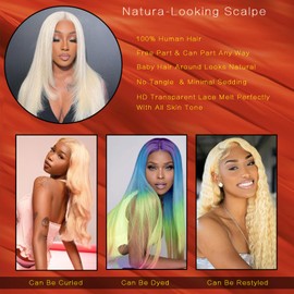 WAQI 32 Inch 613 13x6 Lace Front Wig Human Hair Blonde Wig Human Hair Straight Lace Front Wigs Human Hair Pre Plucked 613 HD Lace Frontal Wig 13x6 Wigs For Women 613 Human Hair Wig With Baby Hair