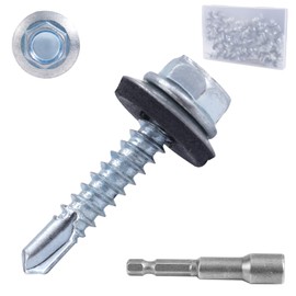 80pcs #10x1'' Metal Roofing Screws with Magnetic Hex Socket, Galvanized Carbon Steel Hex Head Roof Screws with Pre-Installed Gasket for Metal Wood Siding Projects