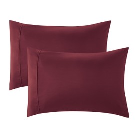 Bedsure Pillow Cases Standard Size Set of 2 - Burgundy Polyester Microfiber Pillowcases, Super Soft and Cozy Pillow Case Covers with Envelop Closure, 20x26 Inches