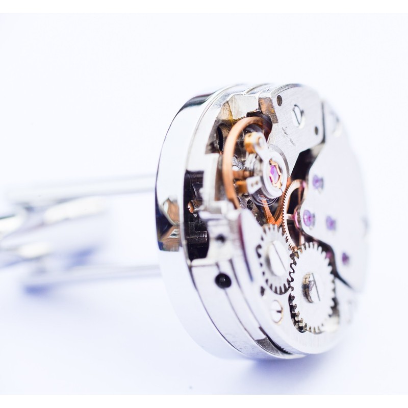 TallerHeels Cufflinks Deluxe Mechanical Watch Style Steampunk Vintage Box