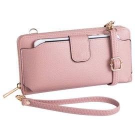 Womens Wristlet Wallet Crossbody Bag Cellphone Purse Handbag RFID Card Slots 2 Strap Wrist, Mauve, 8.3*4.3*1.4