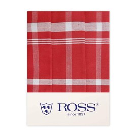 Ross - Exclusive Half-Linen Tea Towels - 0910 - Pack of 3 (50 x 70 cm Red)
