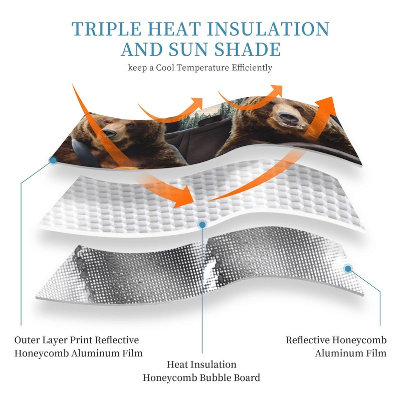 Dujiea Car Front Window Sunshade, Funny Driving Bear Foldable Auto