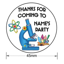 AK Giftshop Science Thank You Birthday Party Stickers for Party Bags & Sweet Cones (48 Stickers)