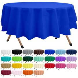 dinexlence 2 Pack Royal Blue Premium Plastic Tablecloth Round 84 Inches Reusable Ocean Blue Decorative Table Cover for Dining, Wedding, Party, Indoor and Outdoor use