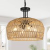 LynPon 18" Large Boho Chandeliers for Dining Room, 4-Light Rattan