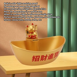 Cyrank Key Bowl for Entryway Table, Candy Dish Fortune Lucky Cat Solar Waving Cat Fortune Cat Statue Feng Shui Decoration for Office Desk Home(#2)