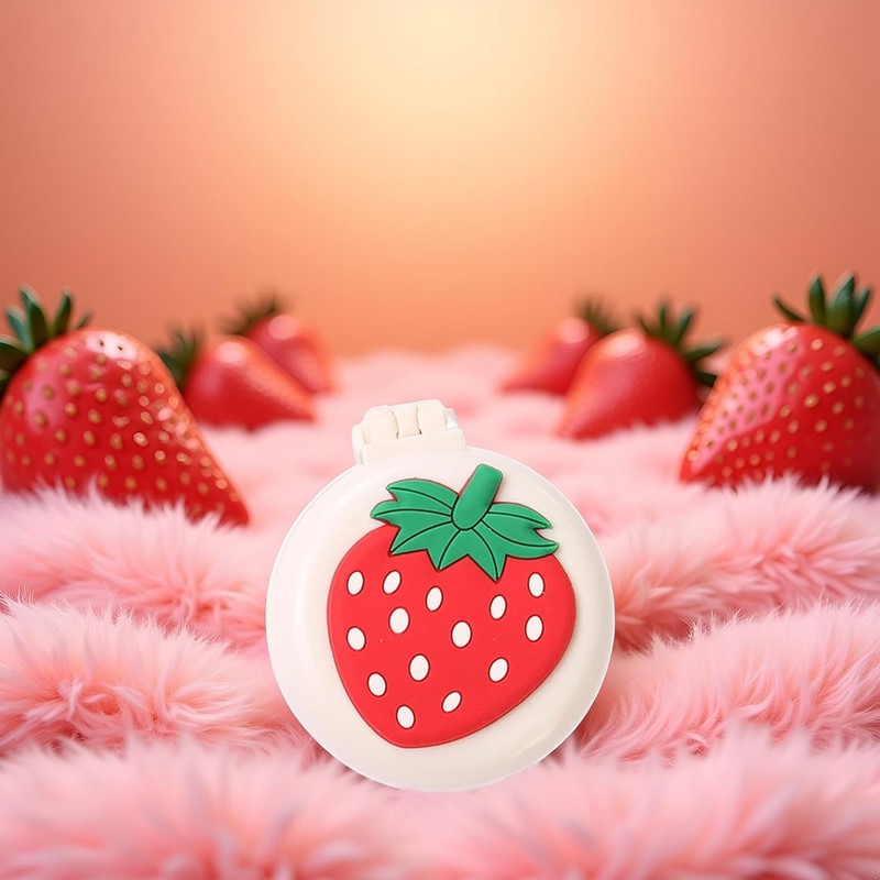 Strawberry Travel Hair Brush, Folding Round Massage Brush with Mini