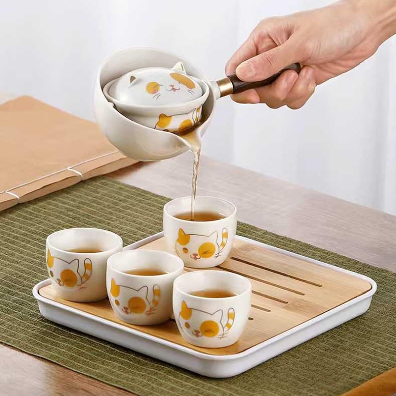 Scizorito Ceramic Portable Travel Tea Set, Chinese Kungfu Tea Set