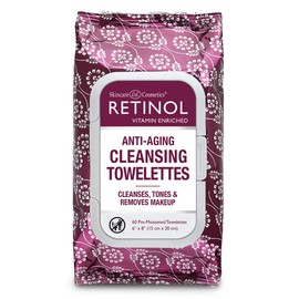 Retinol Anti-Aging Cleansing Towelettes – All-in-One Cleanser, Toner & Makeup Remover in a Convenient Pre-Moistened Wipe – On-The-Go Exfoliating, Toning & Hydrating Leaves Skin Clean, Fresh & Refined