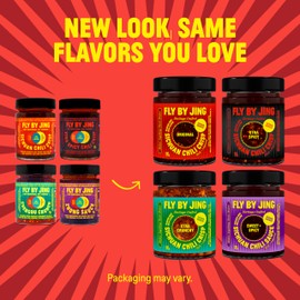 FLYBYJING Chili Crisp Bundle: Four Premium Chili Sauces Good on Noodles, Proteins, Veggies & Everything - Spicy, Savory, Cruncy Vegan Hot Sauces, Great Gift for Foodies 6oz (Pack of 4)