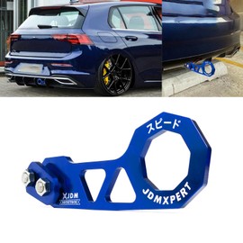 Xotic Tech Auto Aluminum JDM Rear Tow Hook Kit Racing Style Trailer Towing Ring Decoration Car Accessories, Universal Fit Car, Truck, SUV, Most Vehicles (Blue)